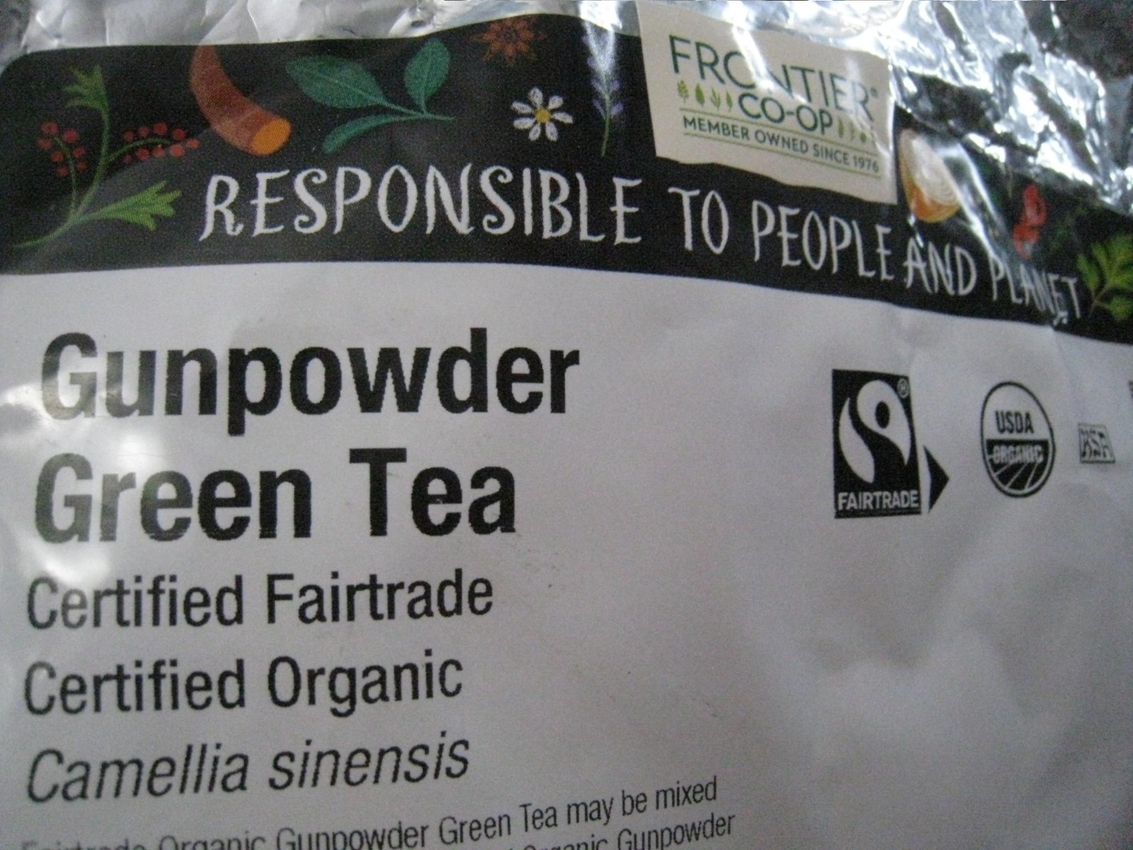 2x 1lb bags frontier co-op organic fair trade gunpowder green tea 2027/28