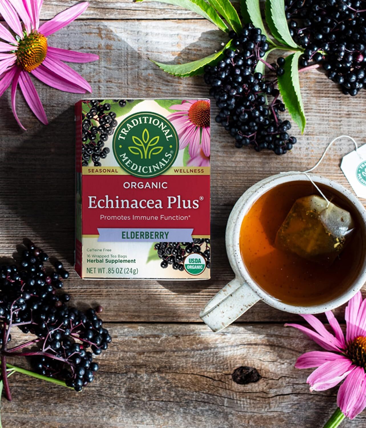 , Seasonal Wellness, Organic, Echinacea Plus, Elderberry,