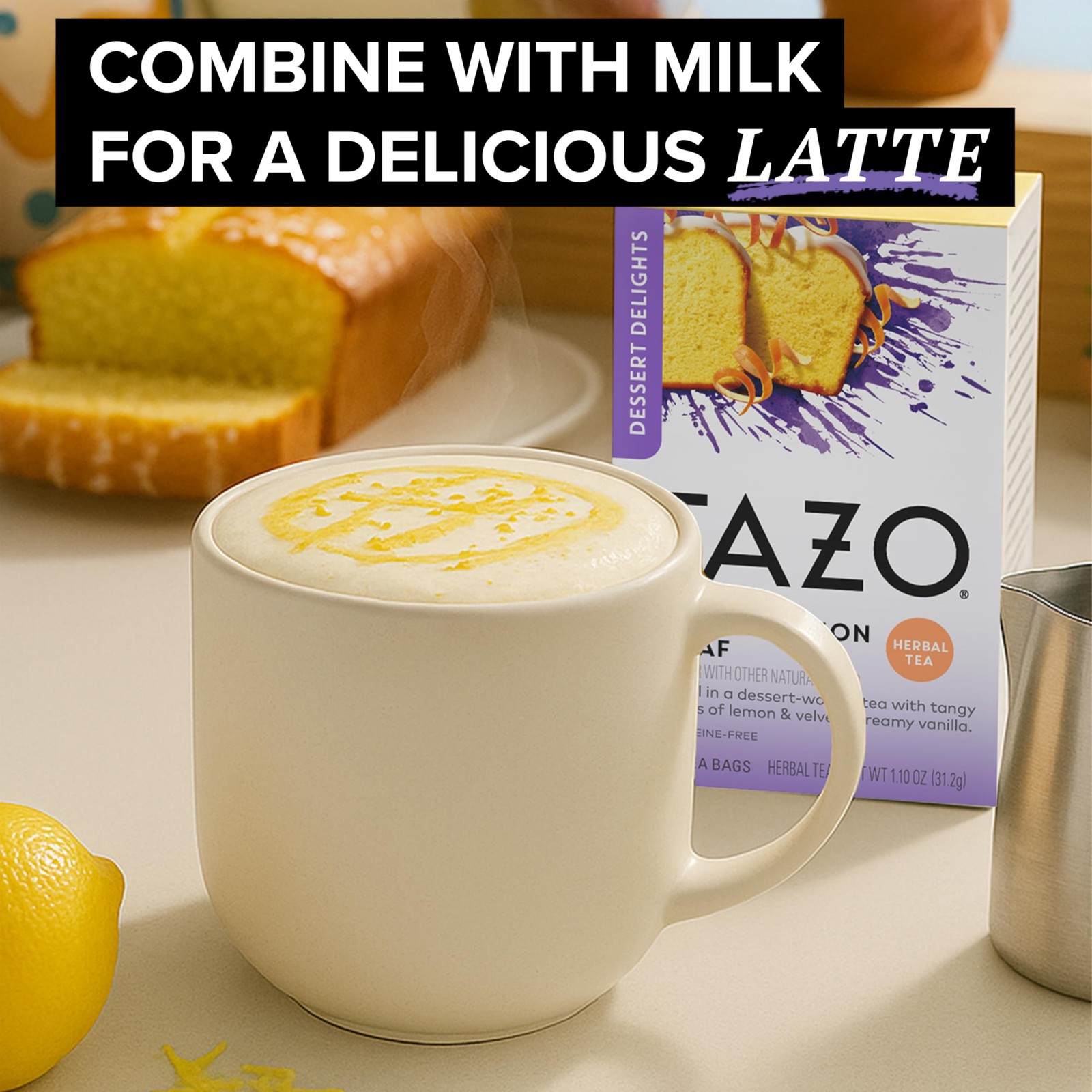 TAZO Dessert Delights Glazed Lemon Loaf Herbal Tea Bags, 15 Count (Pack of 6)