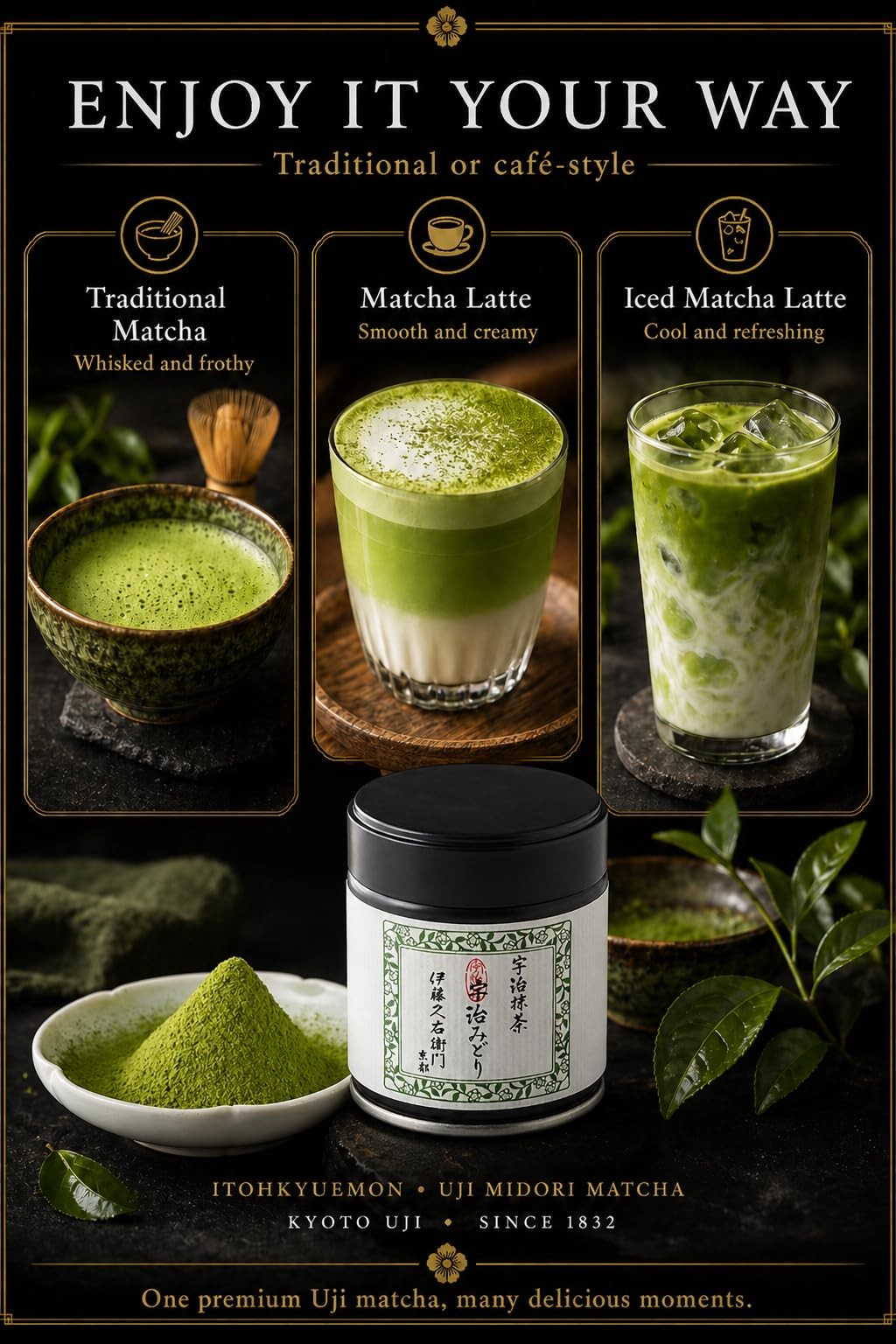 ITOHKYUEMON Kyoto Uji FirstHarvest Ceremonial Grade Matcha Green Tea Powder –…