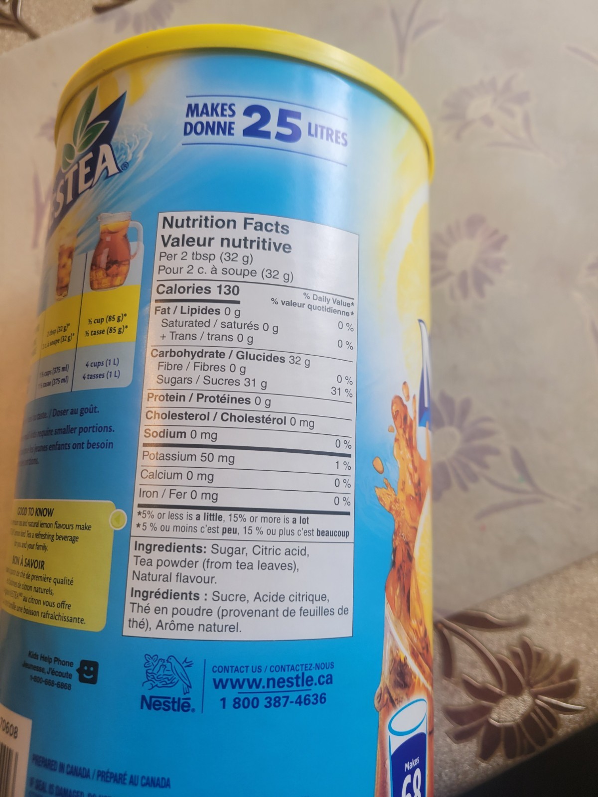 Nestea Original Lemon Iced Tea Mix 2.2kg 4lb 13oz Can 122 servings Canada Fresh
