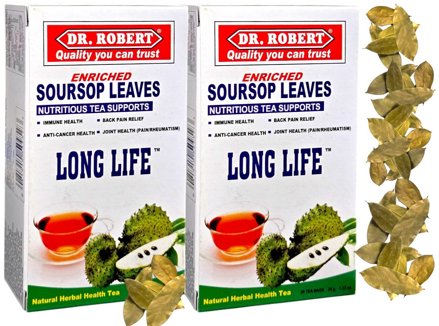 Soursop Leaves Tea Bags 20ct Natural Herbal Health Hojas de Guanabana 2-pack
