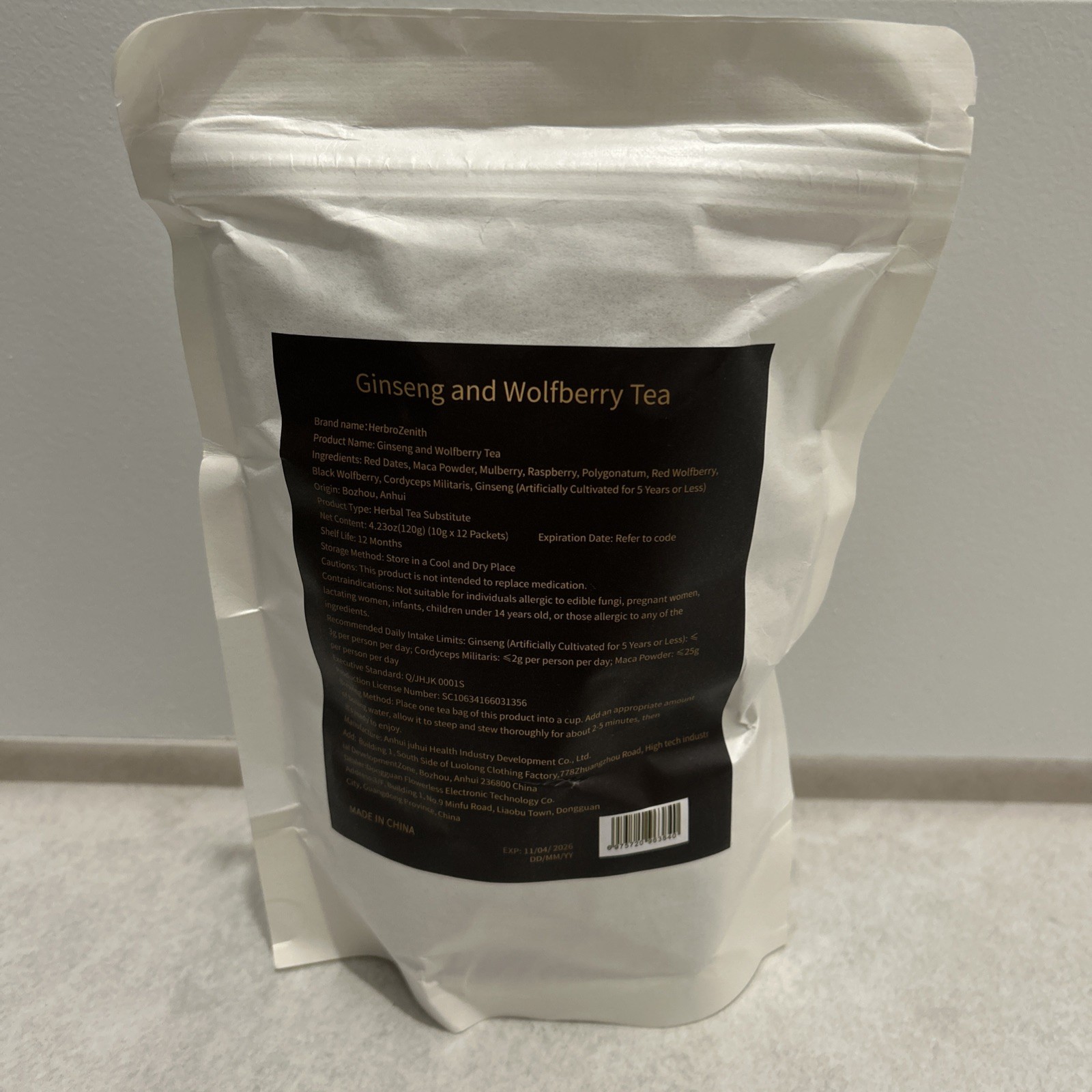 HerboZenith Ginseng and Wolfberry Tea 4.23 Oz 120g