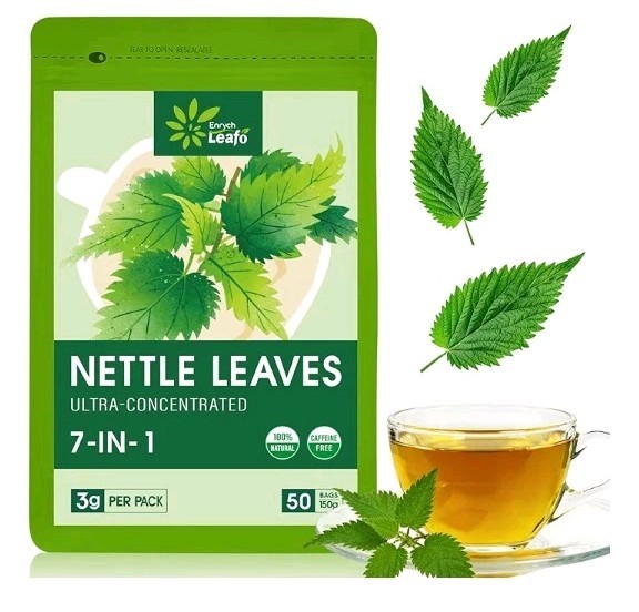 EnrychLeafo Nettle Leaves Tea, 50 Teabags, Healthy Blend for Urinary Health. B6