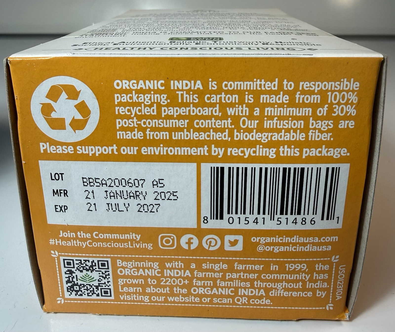 Tulsi Ashwagandha Tea, Caffeine Free, 18 Infusion Bags, 1.27 oz (36 g)