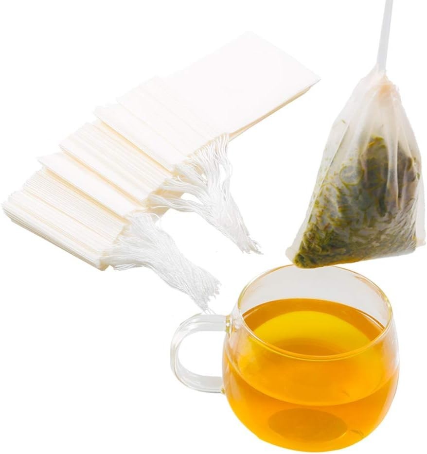 100 Biodegradable Tea Bags with Drawstring – Perfect for Scented Tea & Coffee