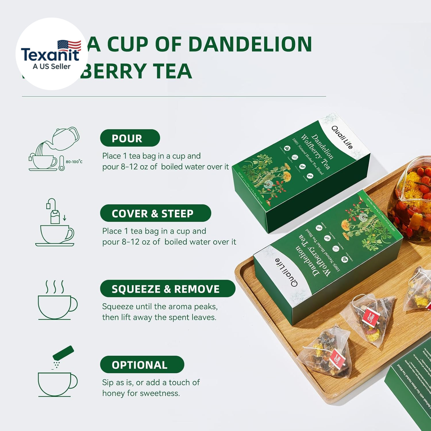 Dandelion Wolfberry Tea – Liver & Kidney Detox Herbal Tea, Summer Cleanse with C