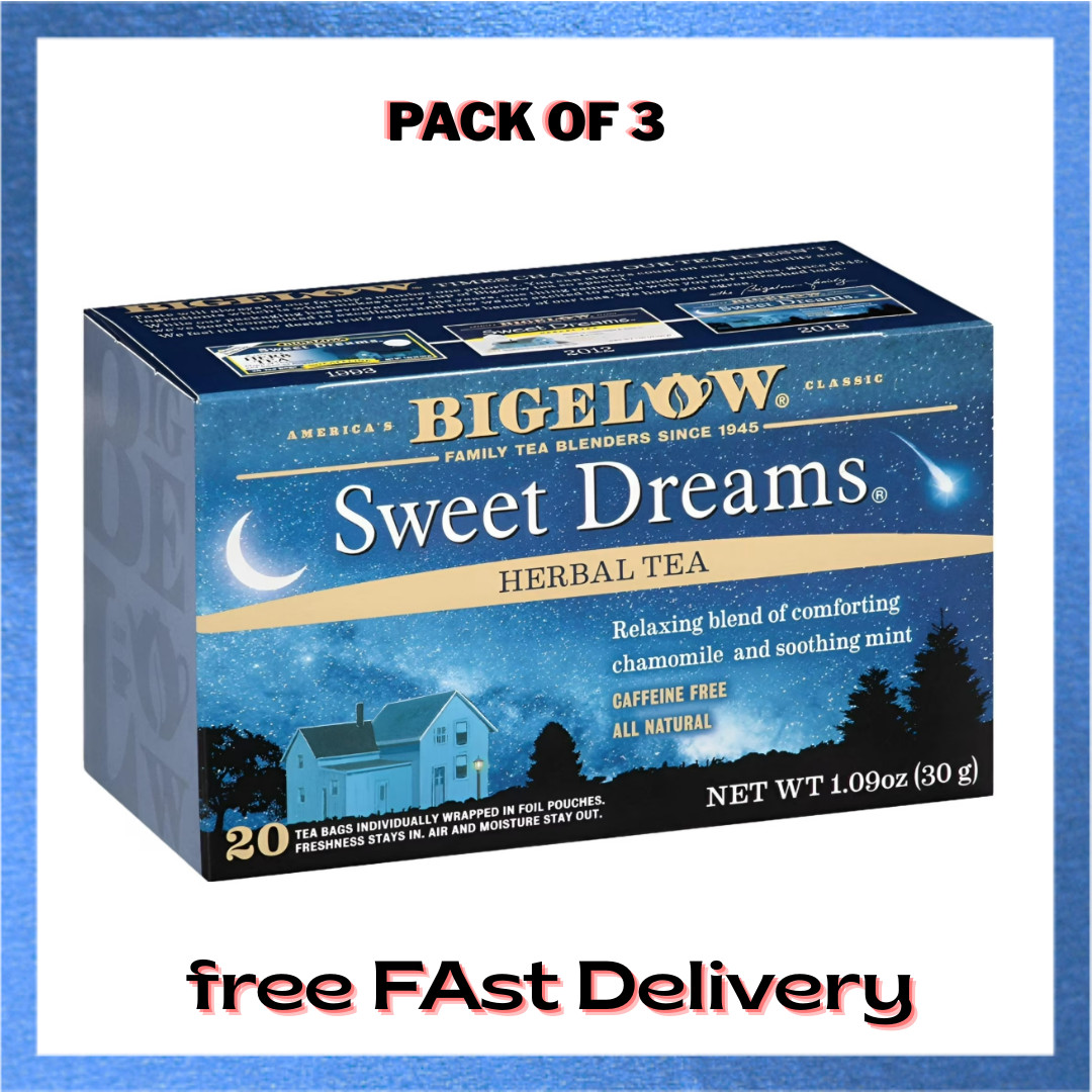 3x Boxes Bigelow Sweet Dreams Relaxing Herbal Tea | 20 Pouches Each | 1.09oz