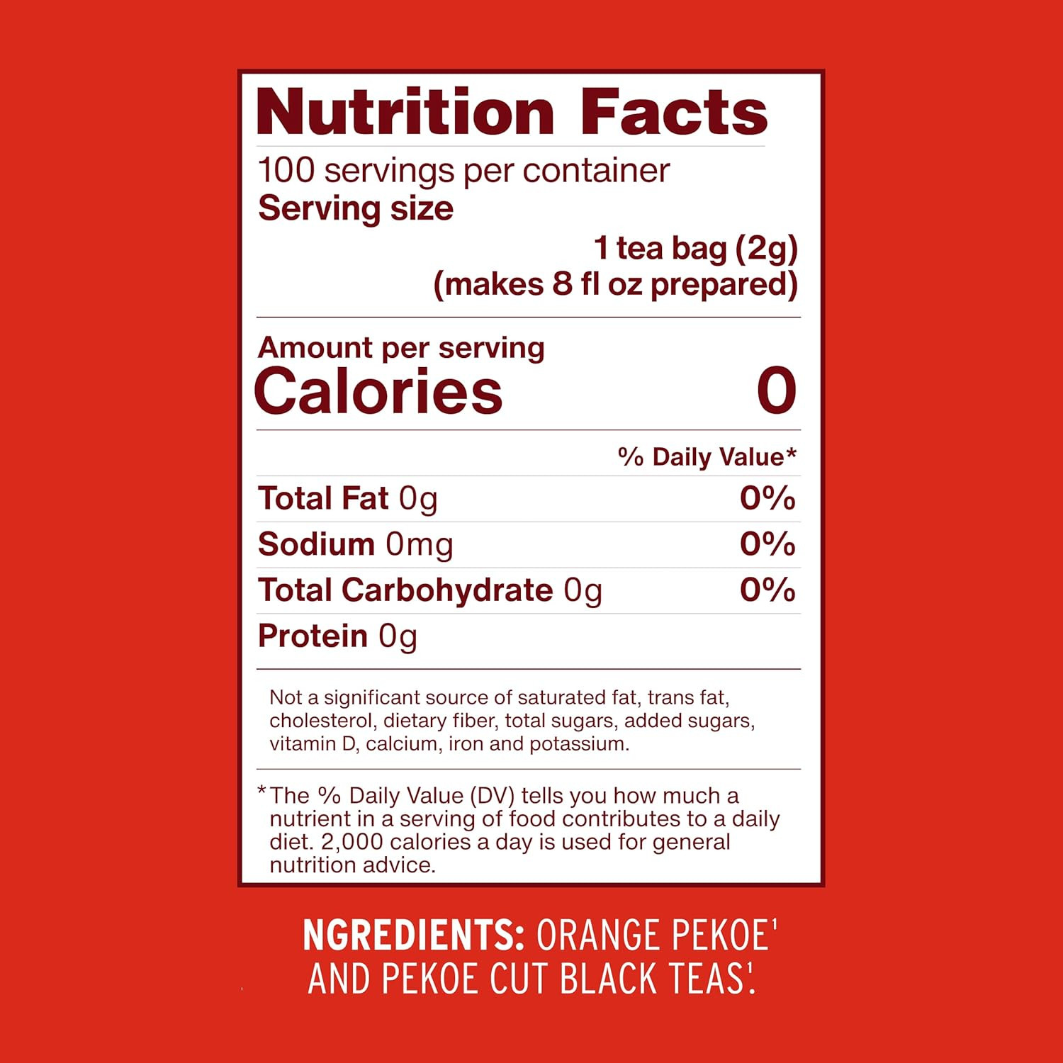 Luzianne Unsweetened Iced Tea Bags, Family Size, 100Ct Box (Pack of 1)
