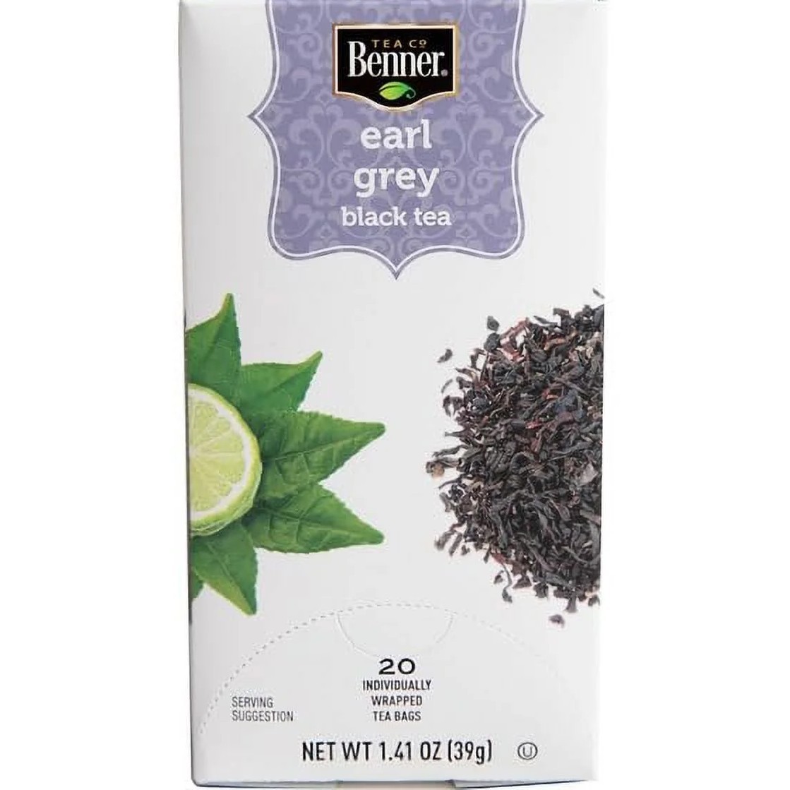 Benner Earl Grey Black Tea with Bergamot Oil, 20 Tea Bags (Pack of 2)