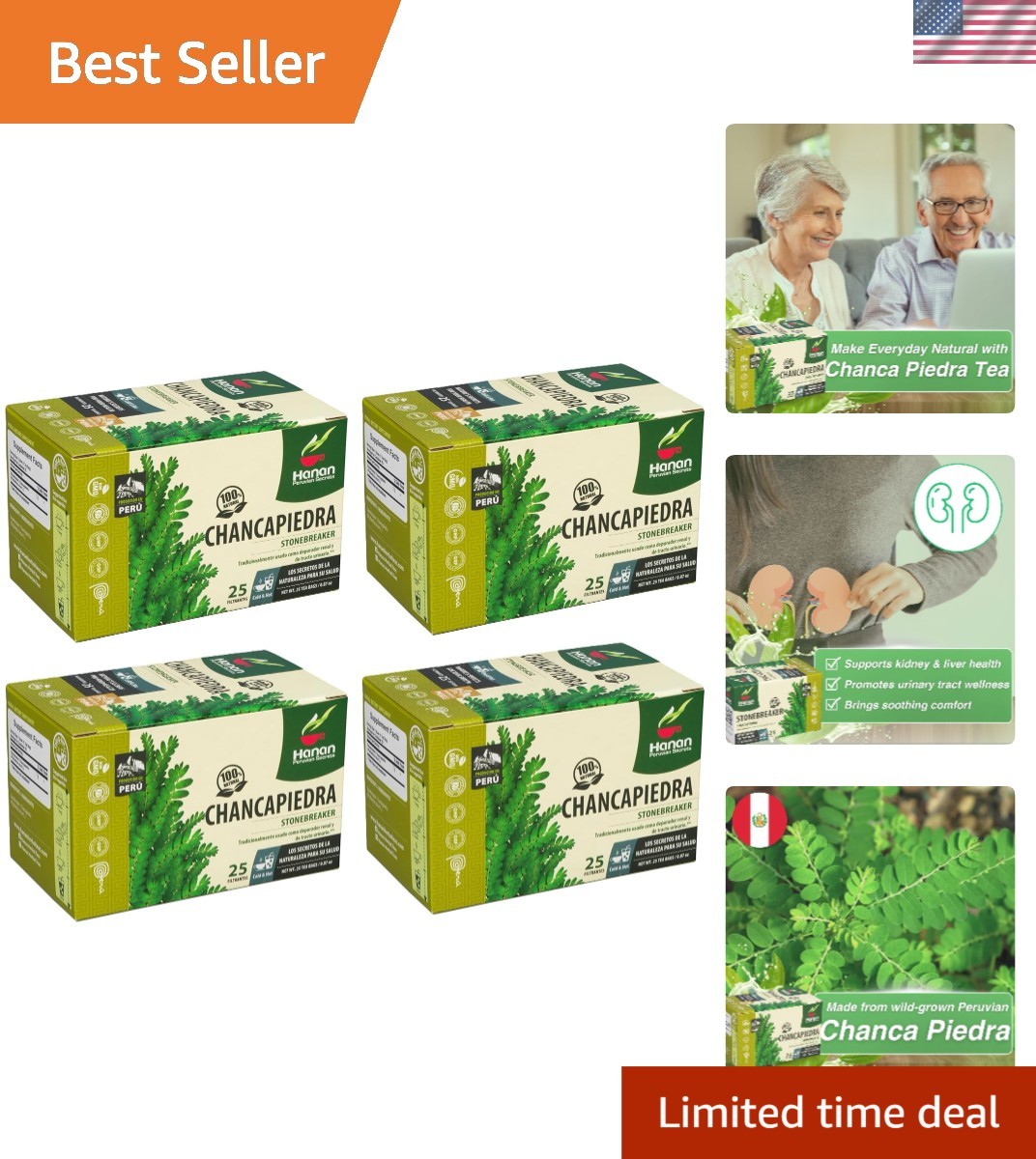 Hanan Chanca Piedra Tea – 100 Teabags for Kidney Health & Digestive Wellness