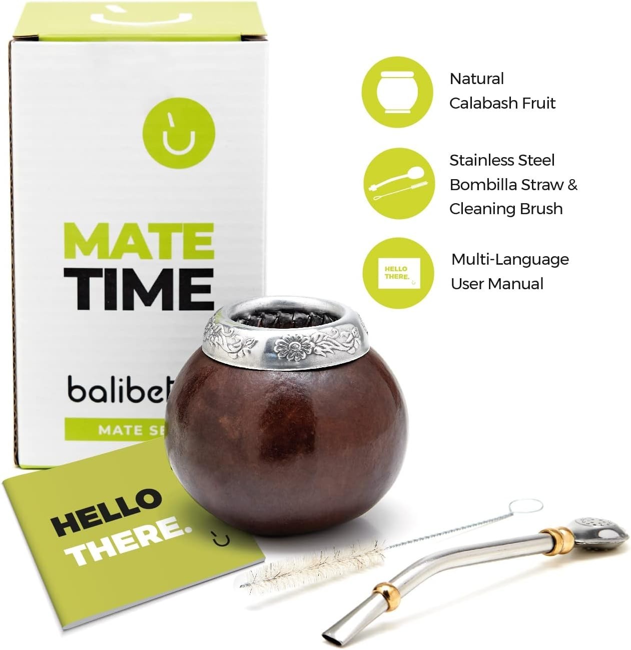 7 oz Yerba Mate Gourd Set with Bombilla Straw – Eco-Friendly Handcrafted Gift