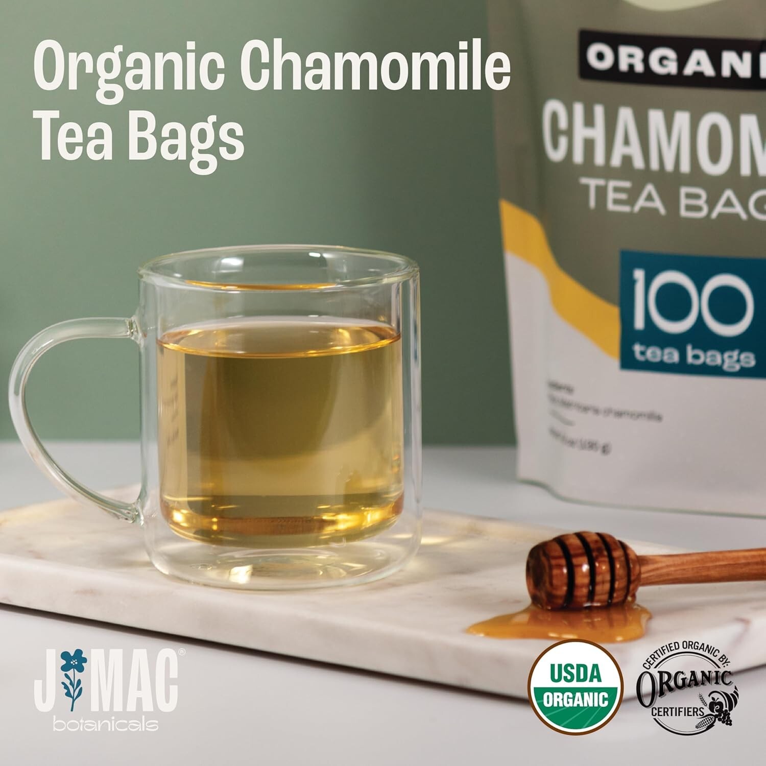 Organic Chamomile Tea Bags (100 tea bags) Certified Organic, Eco-Conscious Te…