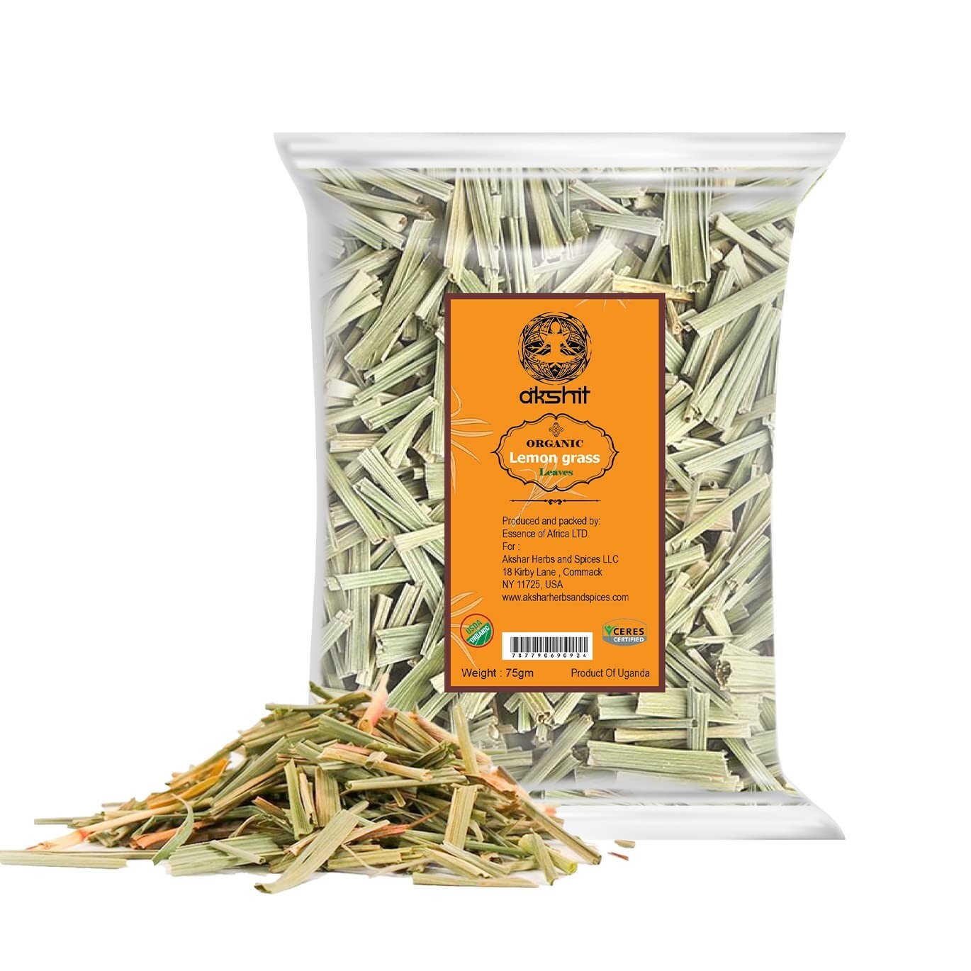 Akshit Organic Dried Lemongrass, Loose leaf tea, Te De Limon, 100% USDA Certifie