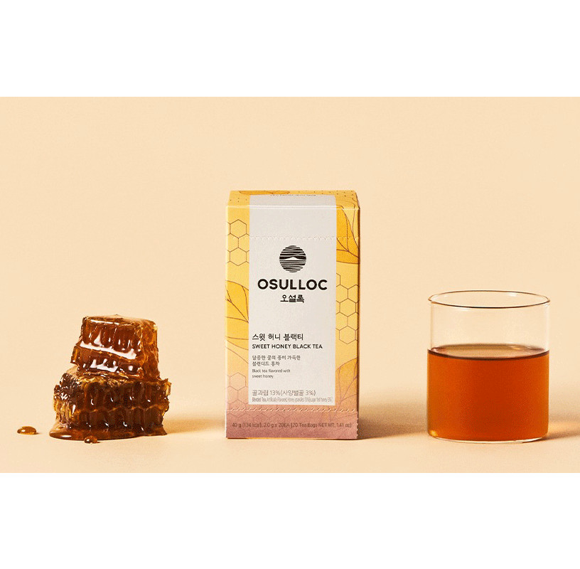 OSULLOC Sweet Honey Black Tea – 20 Tea Bags | Naturally Sweet | Korean Milk Tea