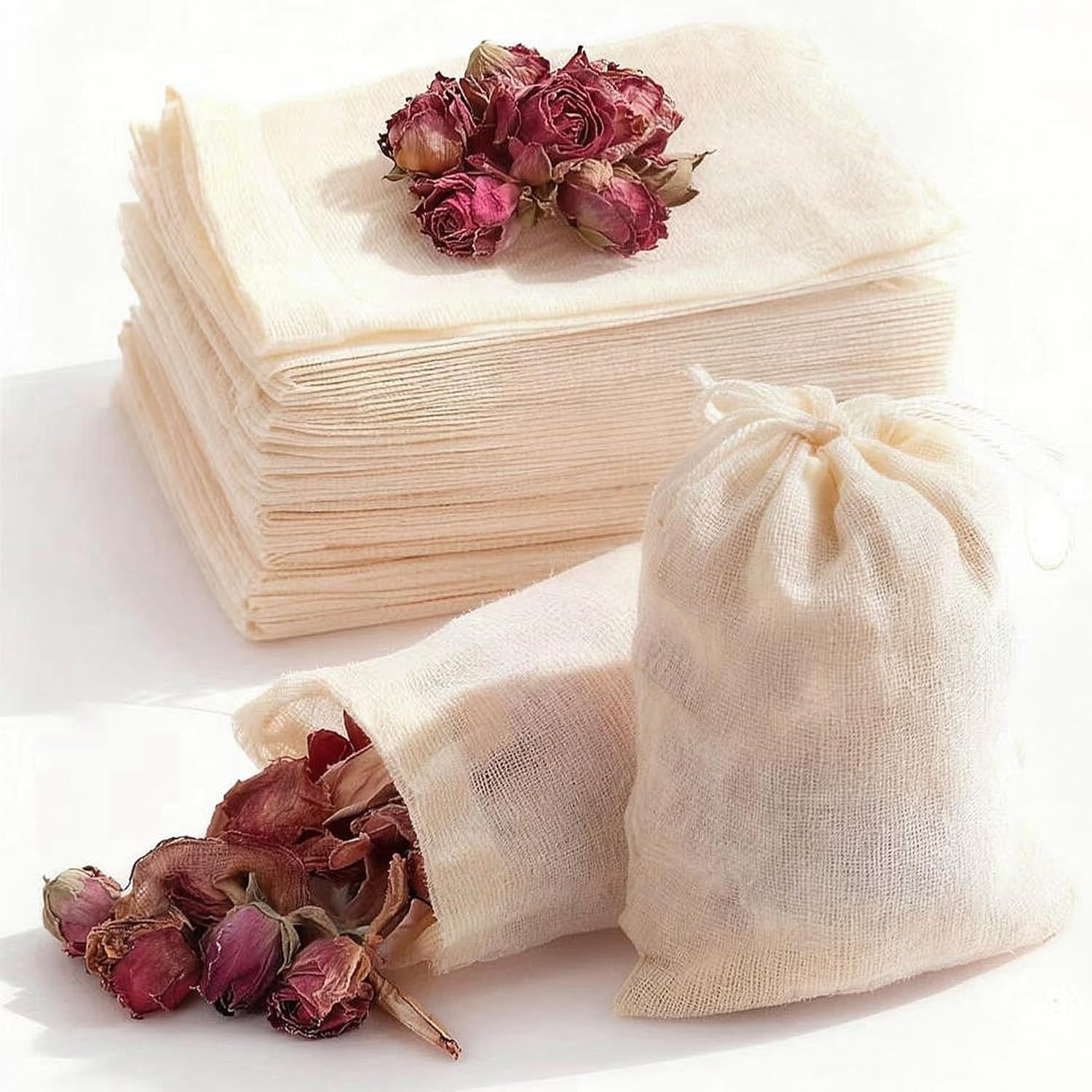 60Pcs Reusable Rosemary Tea Bags for Loose Leaf Tea 3x4inch Sachet