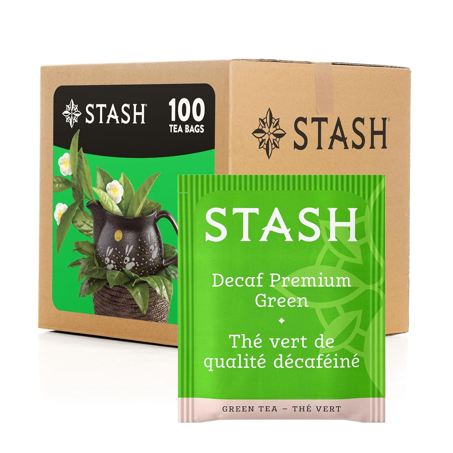 Tea Decaf Premium Green Tea, Box of 100 Tea Bags (Packaging May Vary)