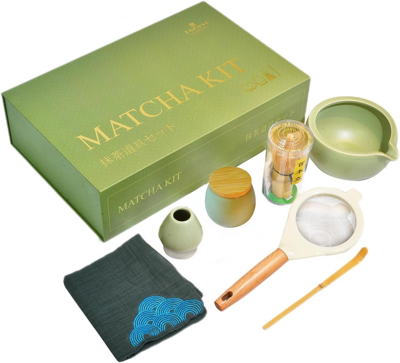 7Pcs Japanese Matcha Tea Set, Matcha Kit with Matcha Bowl & Storage Bag