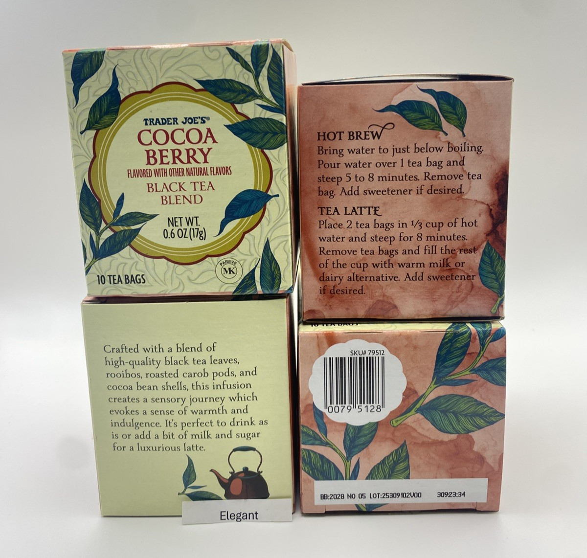 4 Packs Trader Joe’s Cocoa Berry Black Tea Blend 10 Tea bags Each, Total 40 bags