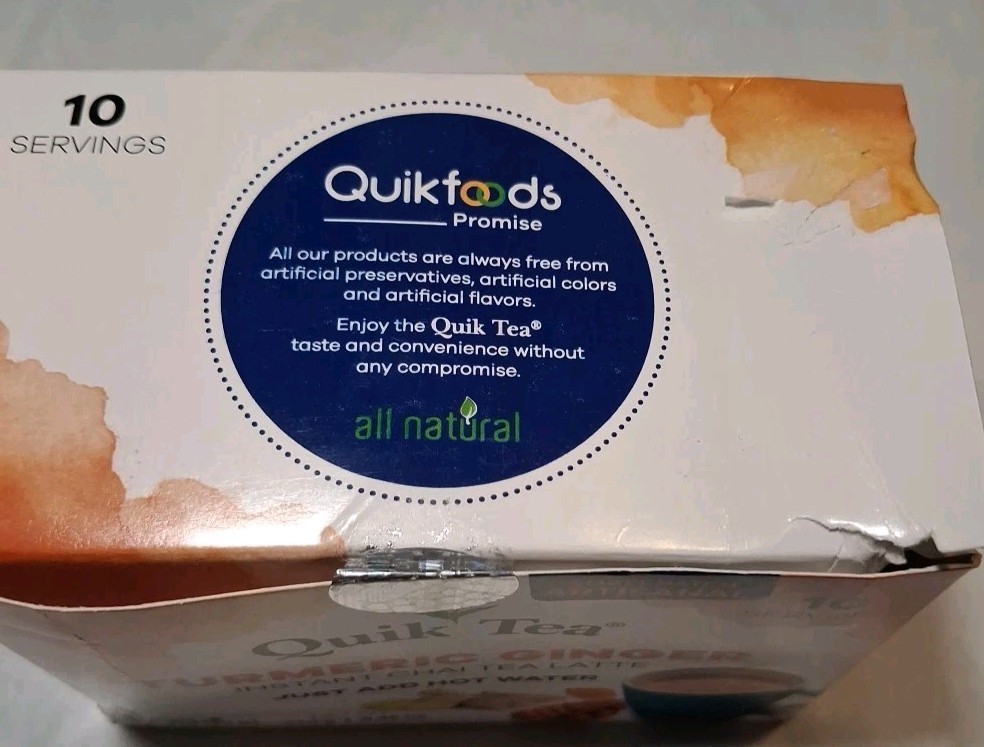 Quik Tea Turmeric Ginger Instant Chai Tea Latte 10 Servings Exp:12/27/2026
