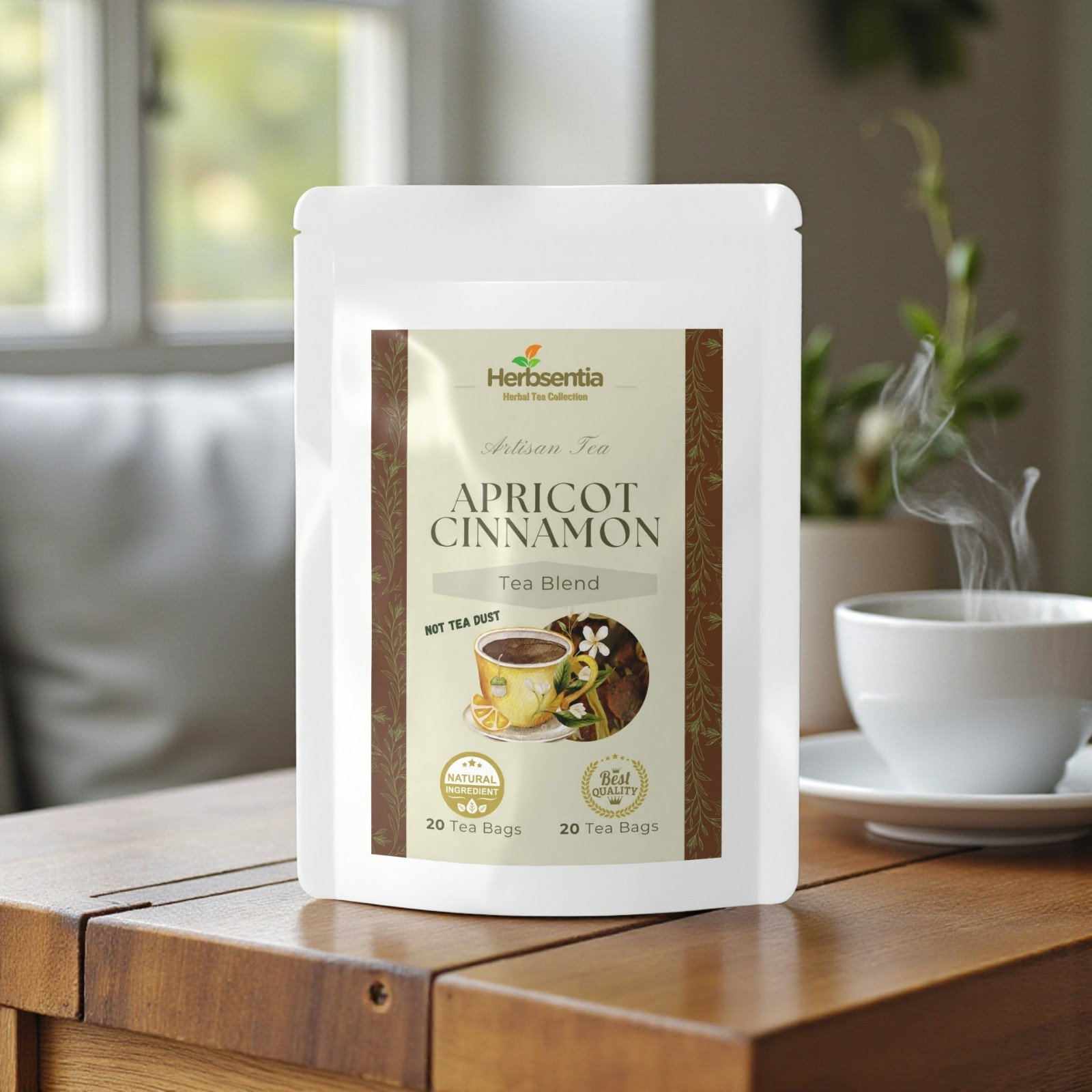 Apricot Cinnamon Tea | 20 Tea Bags | Naturally Flavored Herbal Tea