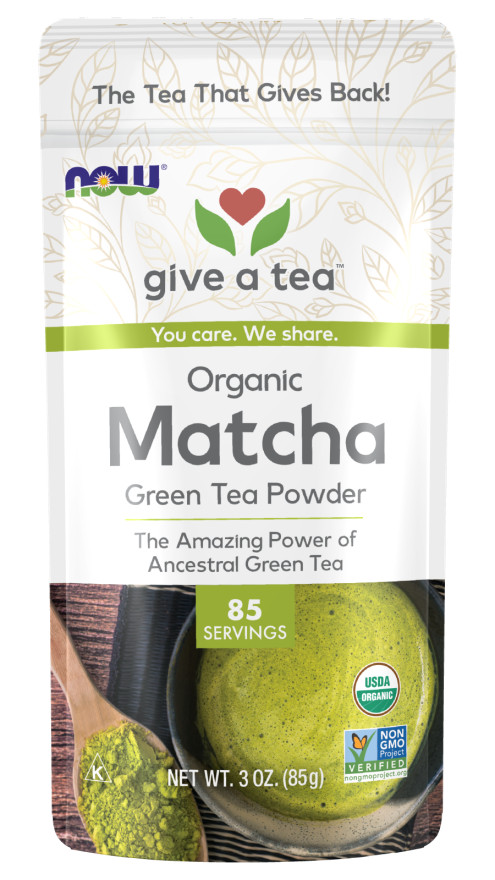 NOW Foods Give A Tea Certified Organic Matcha Green Tea Powder NET WT 3 OZ (85g)