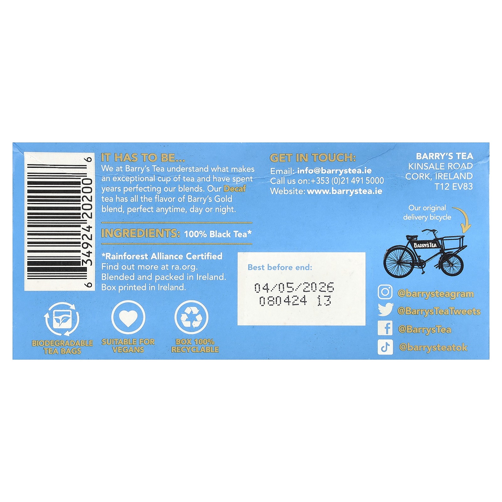 Decaf Blend, 40 Tea Bags, 4.4 oz (125 g)