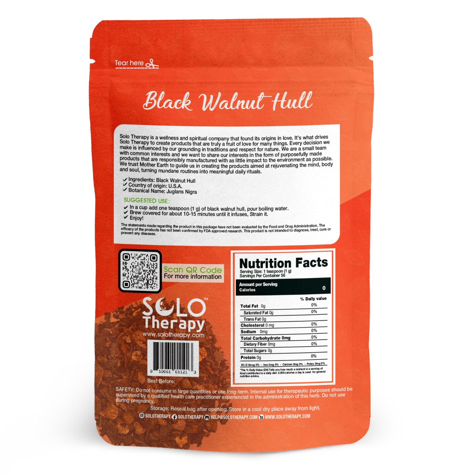 Black Walnut Hull Tea Cut and Sifted – 56 grams – Juglans nigra Herbal -…