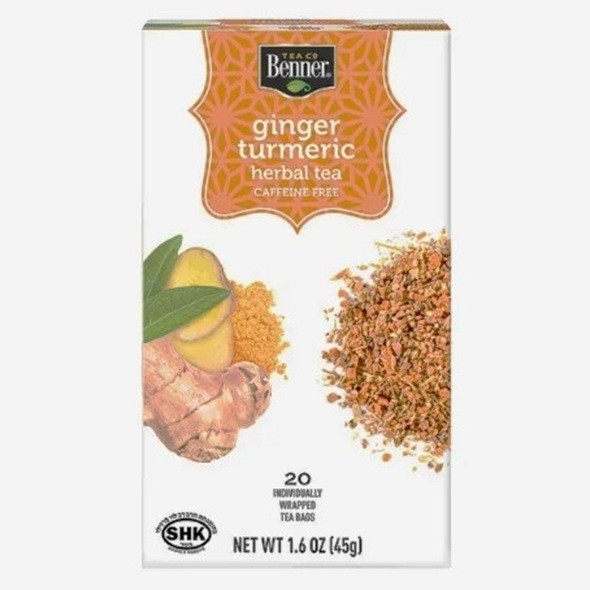 Benner Ginger-Turmeric Herbal tea Caffeine Free, 20 Tea Bags (Pack of 2)