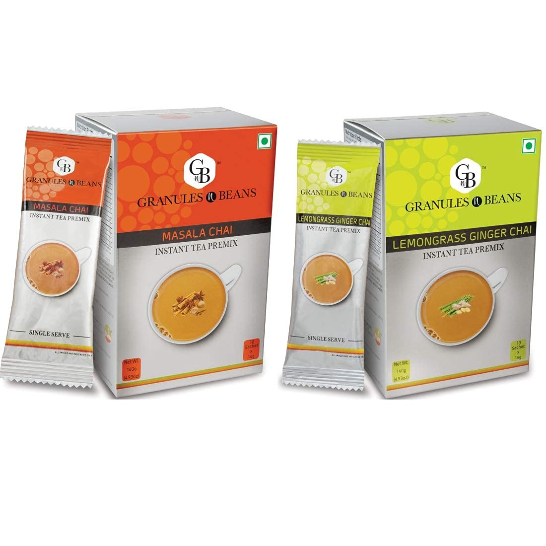 Granules n Beans Instant Chai Premix Combo | Masala + Lemongrass
