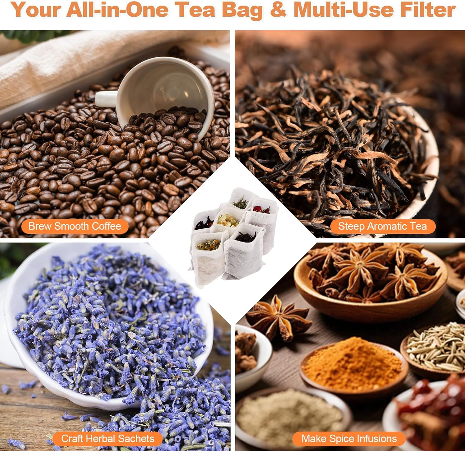 400 PCS Tea Bags for Loose Leaf Tea, 3.54″ X 2.75″ Tea Bags Empty, Disposable Dr
