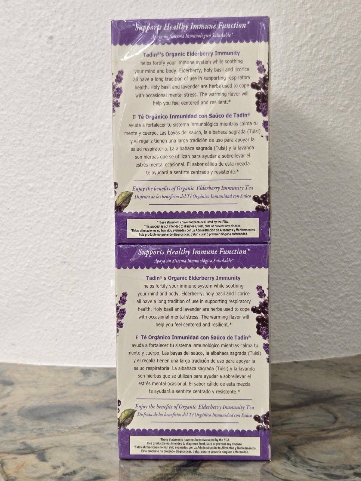 Tadin Organic Elderberry Immunity 20 Tea Bags (Lot Of 6 Boxes) Sick Health Drink
