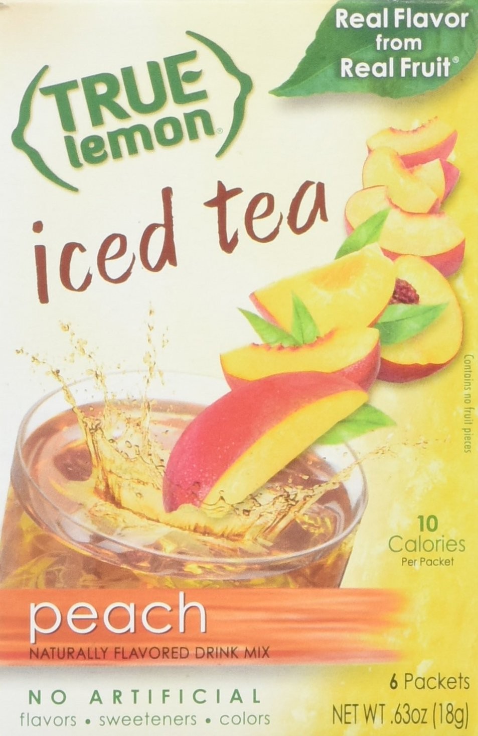 True Lemon PEACH ICED TEA MIX Instant Powdered Drink Packets 6 Count Pack of 4