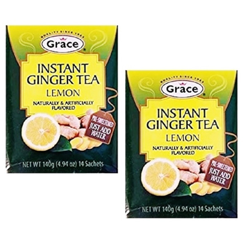 Grace Instant Ginger Tea & Lemon, 4.94 oz 14 Sachets (Pack of 2)