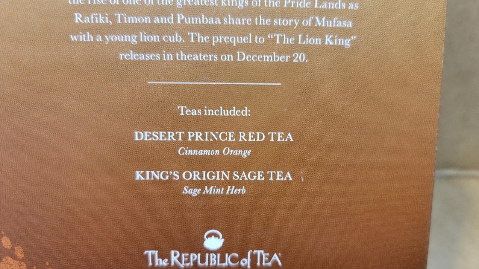 2 Pack The Republic Of Tea Mufasa The Lion King Desert Cinnamon Orange Sage Mint
