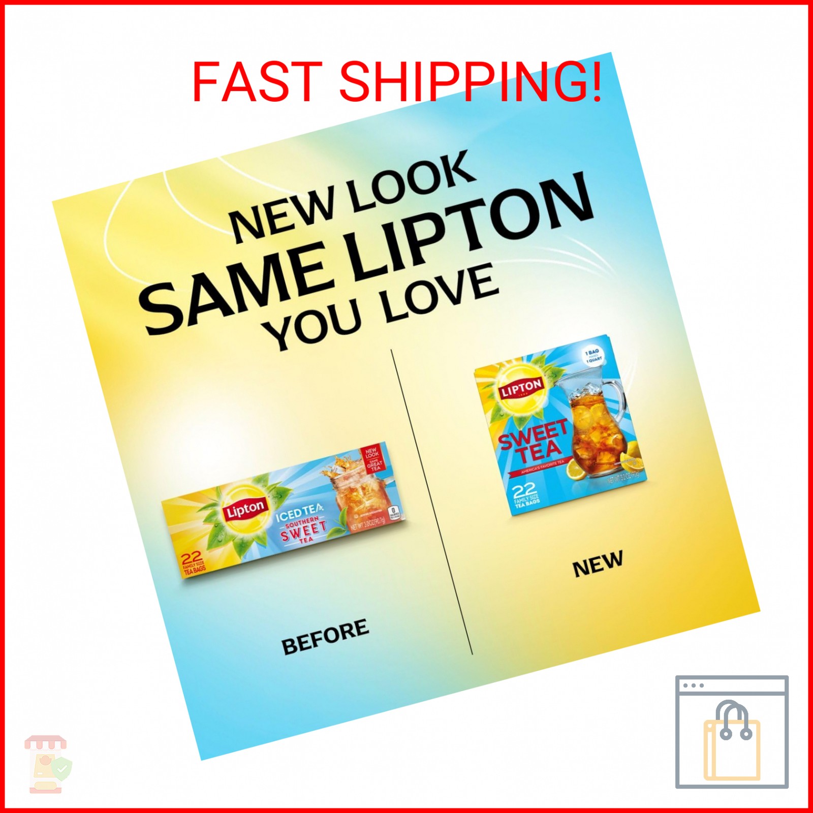 Lipton Southern Sweet Iced Tea Bags, Family Size Zero Calories, 132 Total Bags (