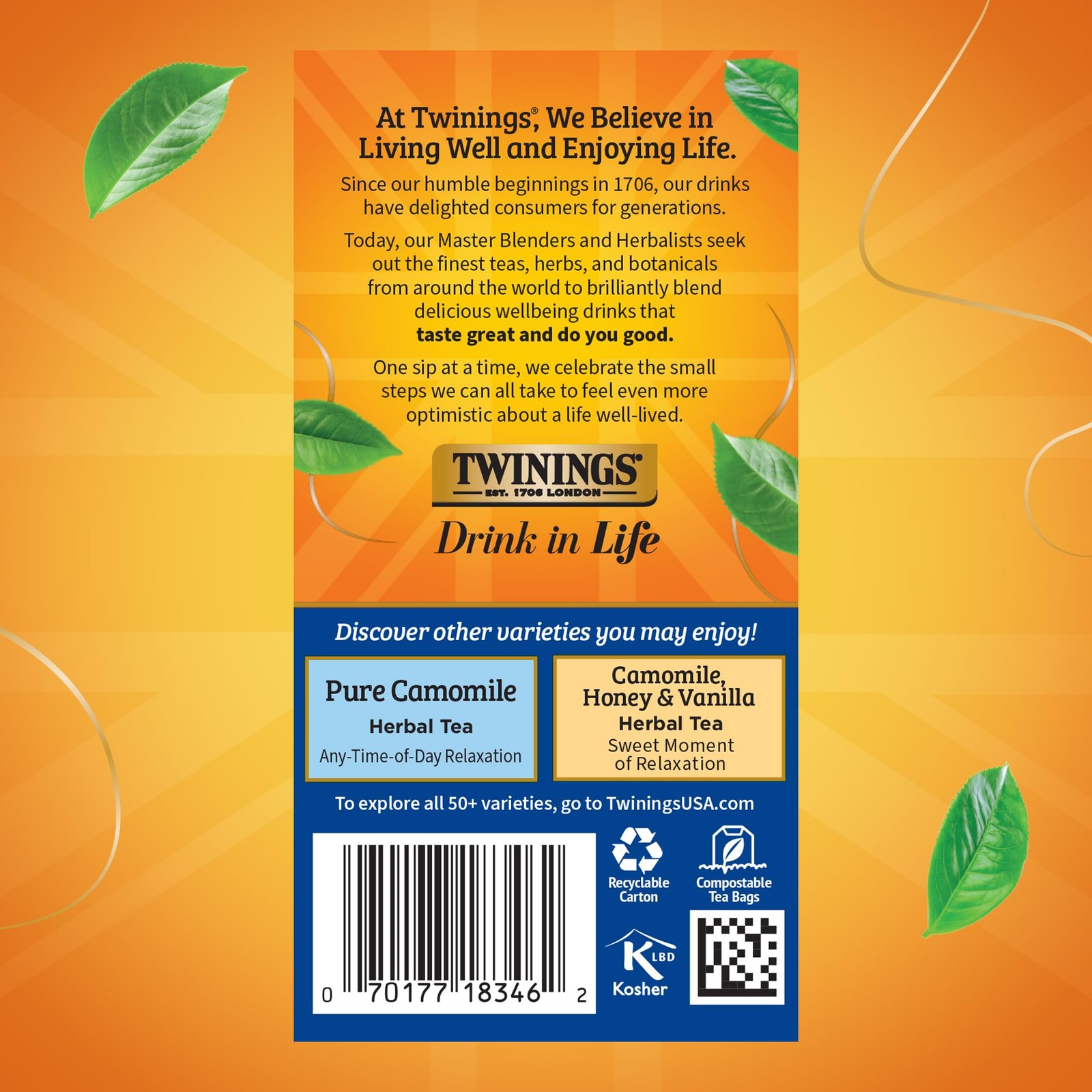 Twinings Nightly Calm Tea 20 Count Herbal Sleep Tea with Chamomile and Herbs