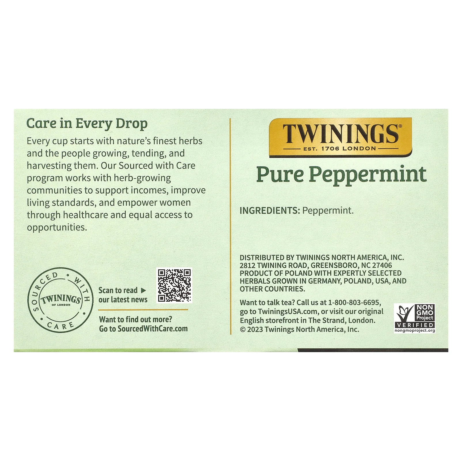 Herbal Tea, Pure Peppermint, Caffeine Free, 50 Tea Bags, 3.53 oz (100 g)