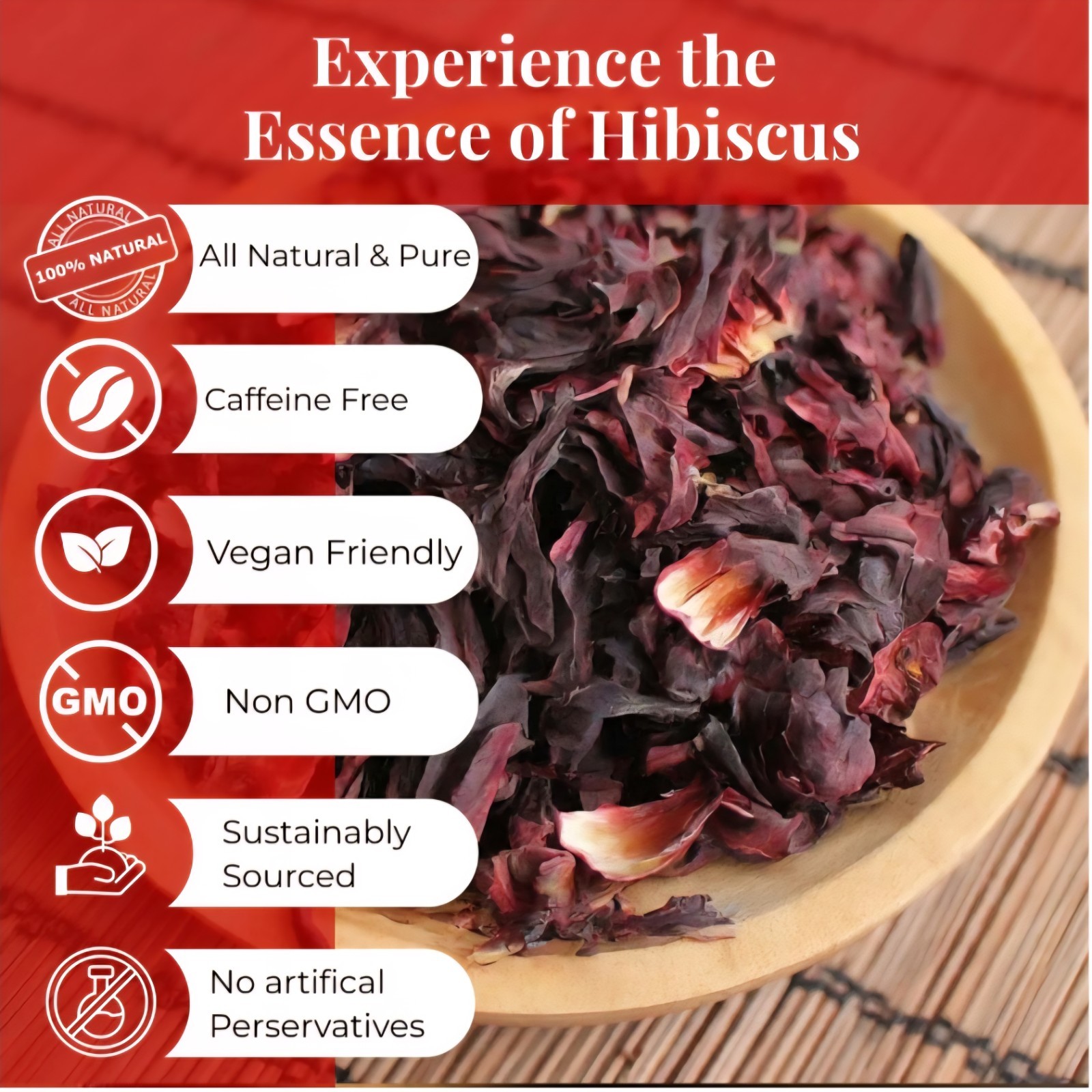 3 lb 100% Premium Dried Hibiscus Flowers/ 3 lb 100% calidad Flor Jamaica Seca