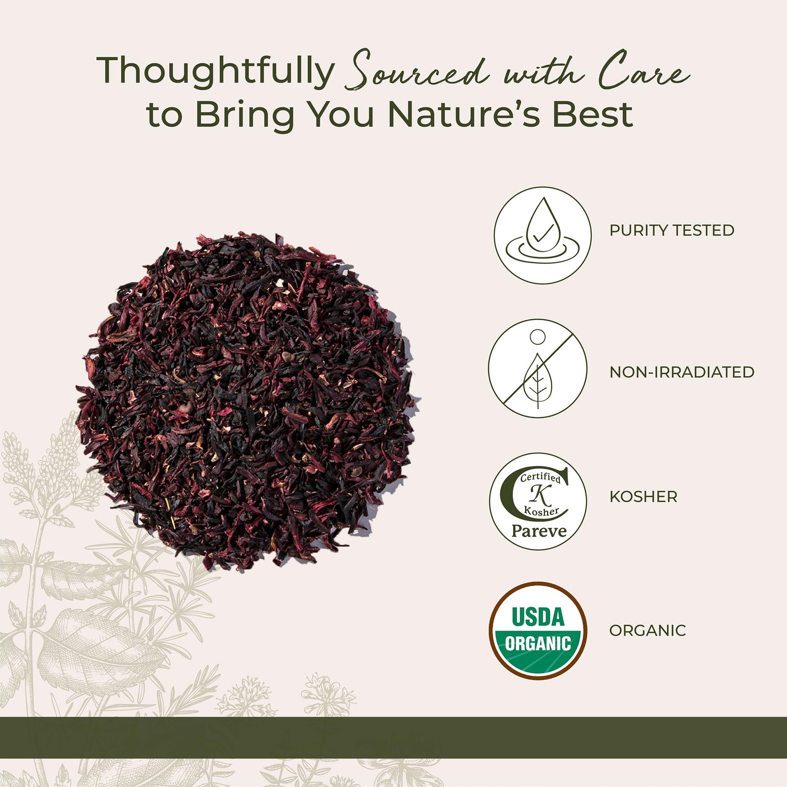 Organic Hibiscus Flowers – 16 Ounce (Pack of 1), No Color