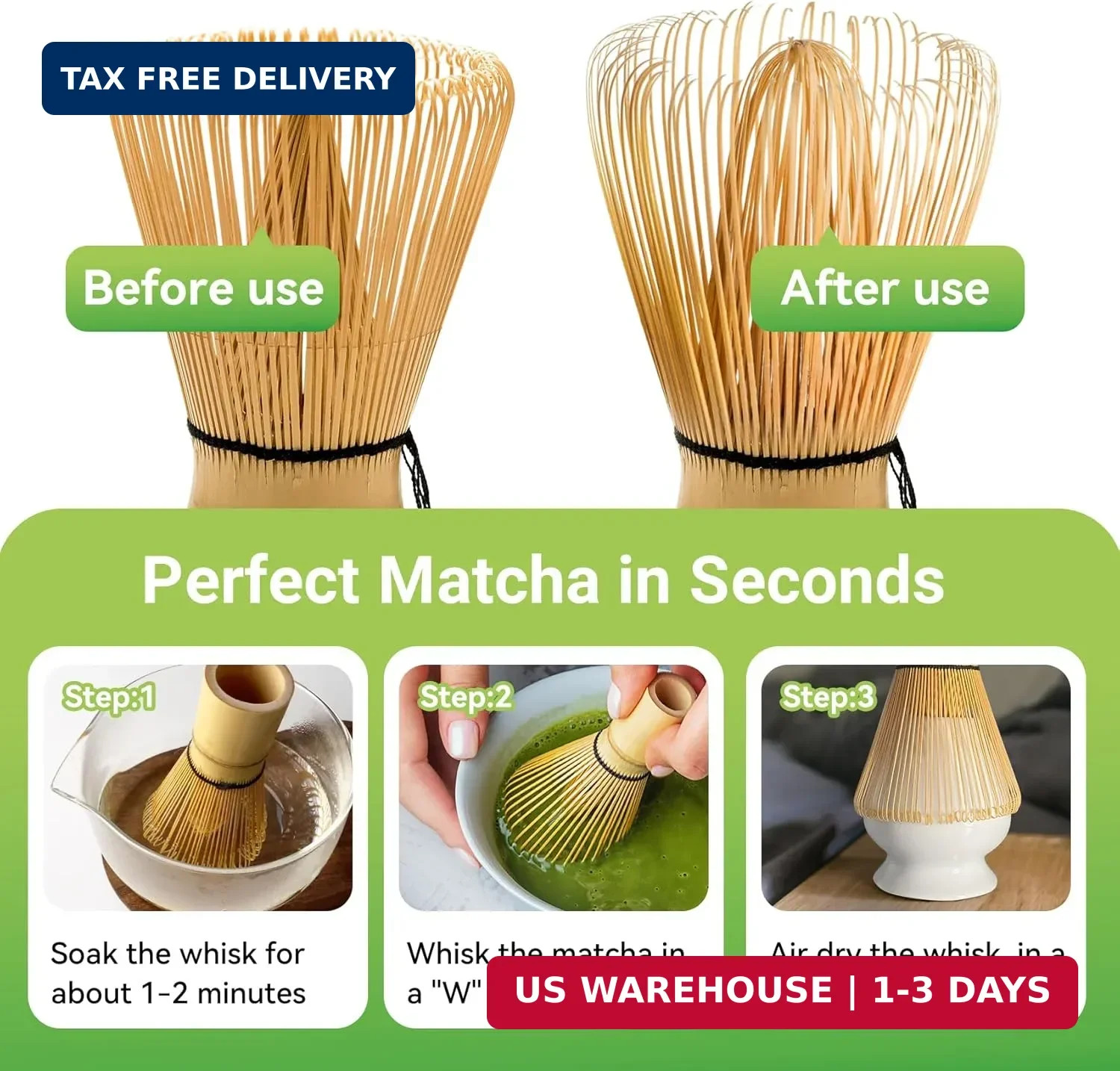 Bamboo Matcha Whisk 80/100/120 Prong, Traditional Japanese Chasen Matcha Stirrer