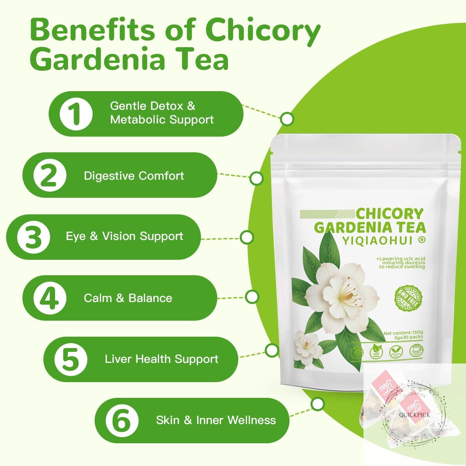 Chicory Gardenia Tea for Blood Sugar Support & Healthy Digestion | 30 Bags of