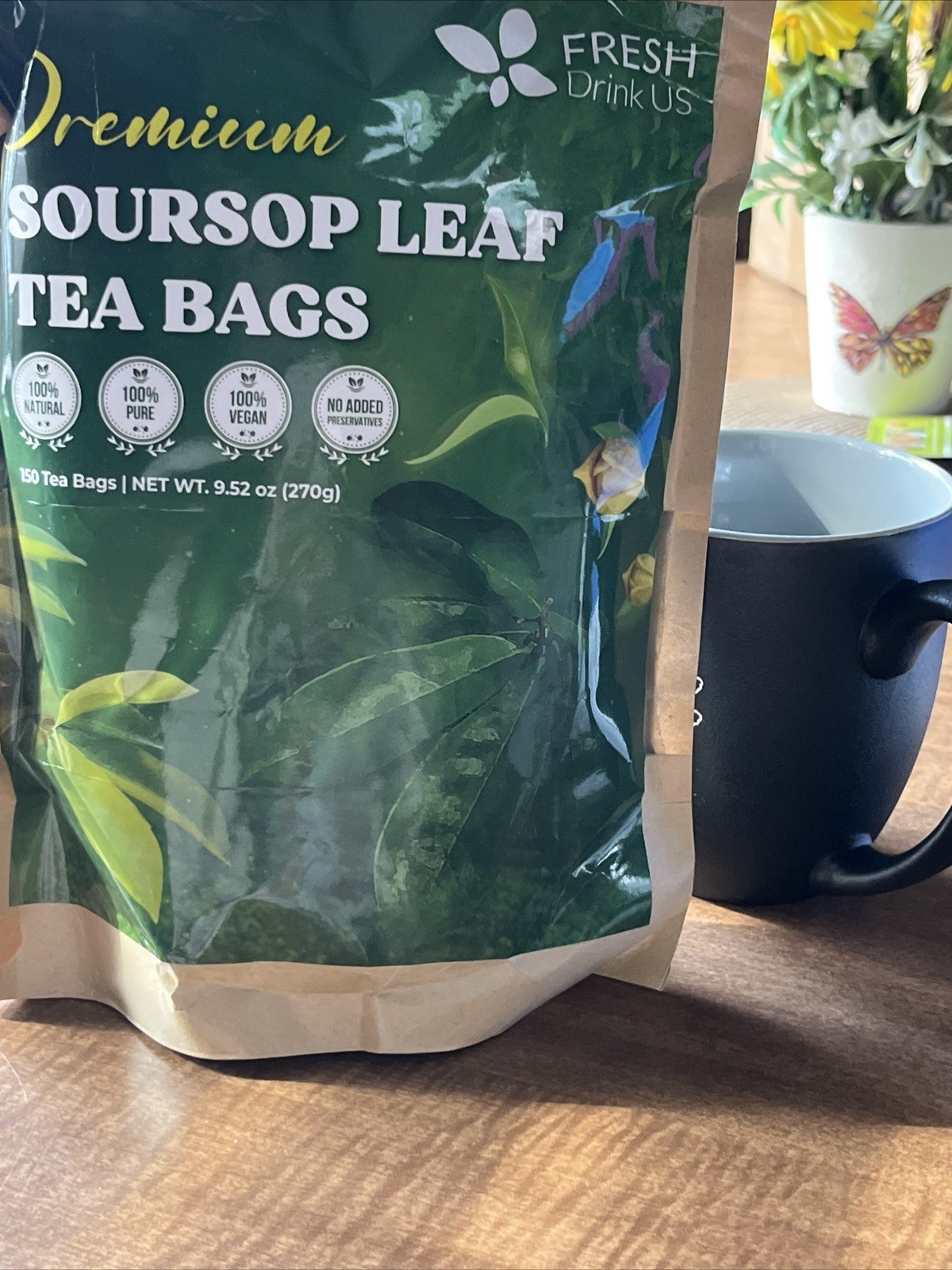 150 Premium Soursop Graviola Leaf Tea Bags – 100% Natural, Caffeine-Free, Gluten