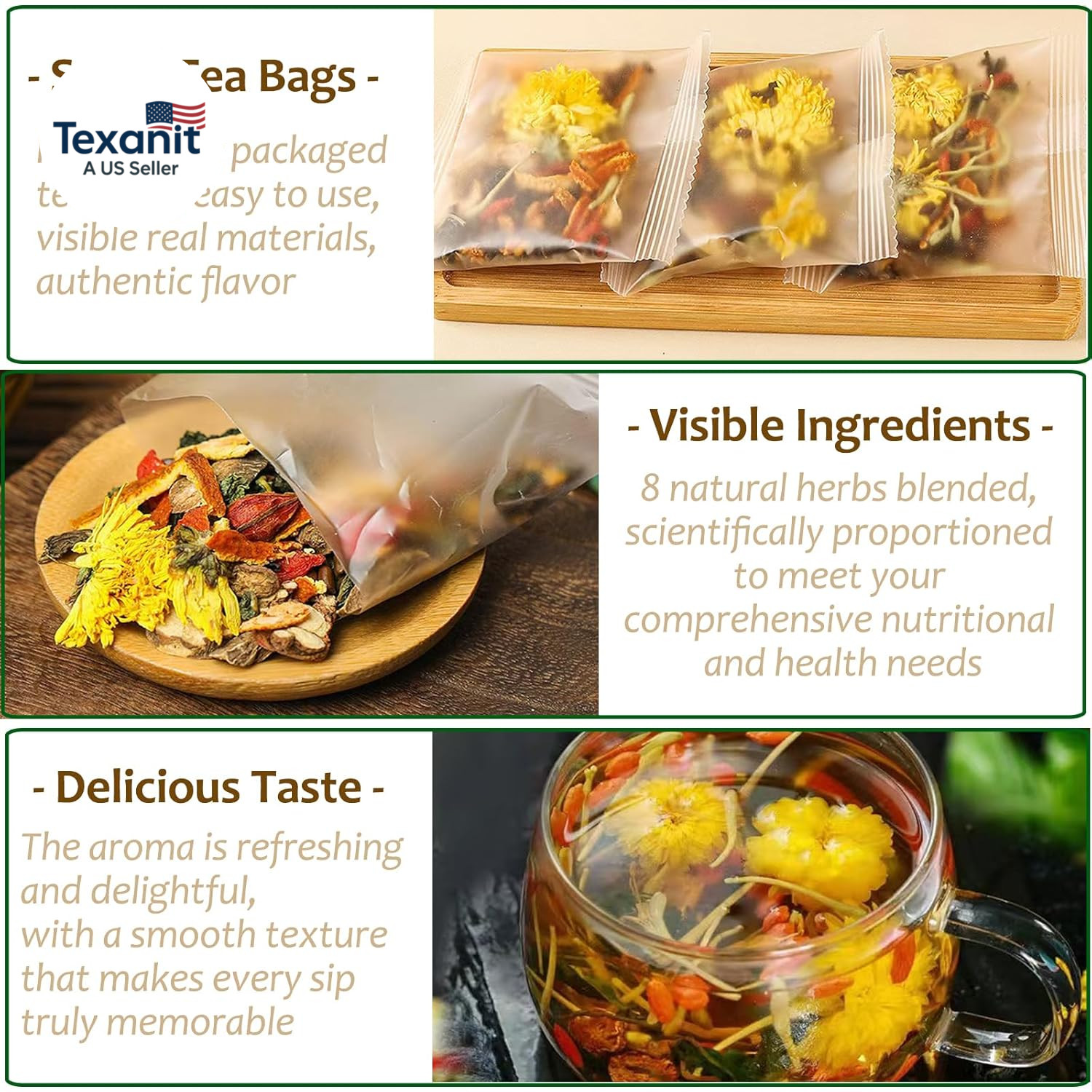 Dandelion Wolfberry Tea, 8 Natural Herbal Ingredients, Dandelion Teabag Organic,