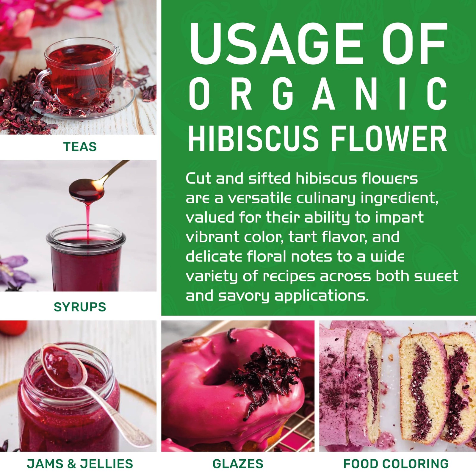 Organic Hibiscus Flowers 1 LB Bulk – 100% Pure, Cut & Sifted, Gluten Free,…