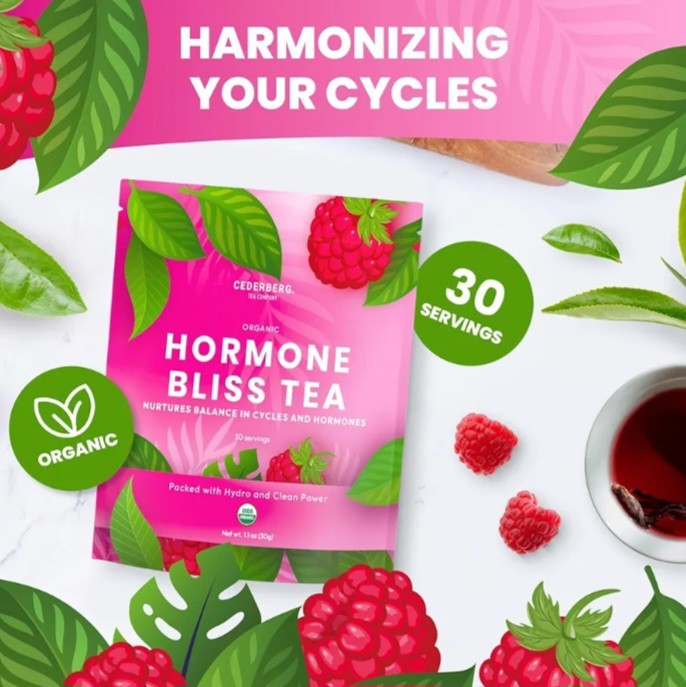 2 PACK Cederberg Hormone Bliss Tea Balance for PCOS Organic Raspberry Loose Leaf