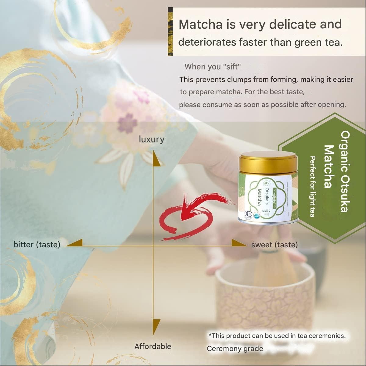 Otsuka Seicha Organic Japanese Matcha Green Tea Powder 30g × 3 Cans Gift Set