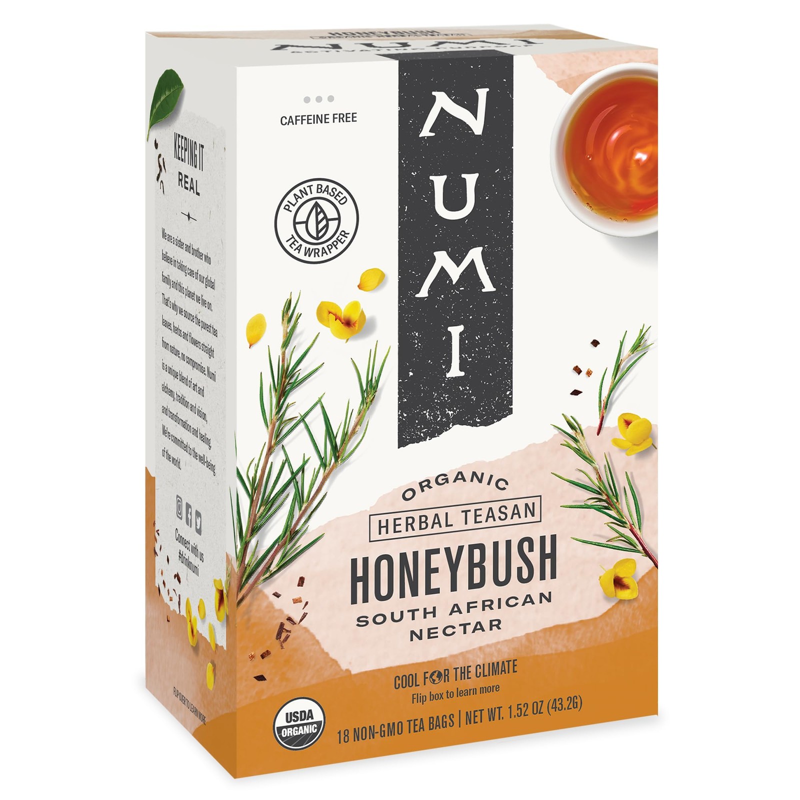 Organic Honeybush Tea, 18 Bags, Sweet South African Herbal , Caffeine Free