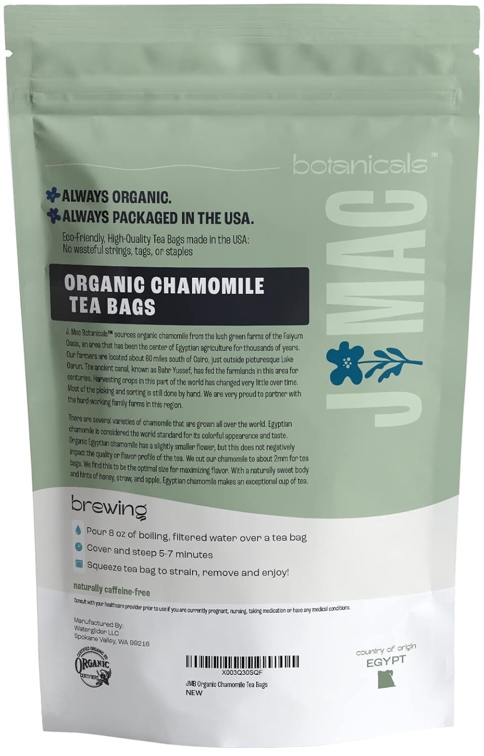 Organic Chamomile Tea Bags (100 tea bags) Certified Organic, Eco-Conscious Te…