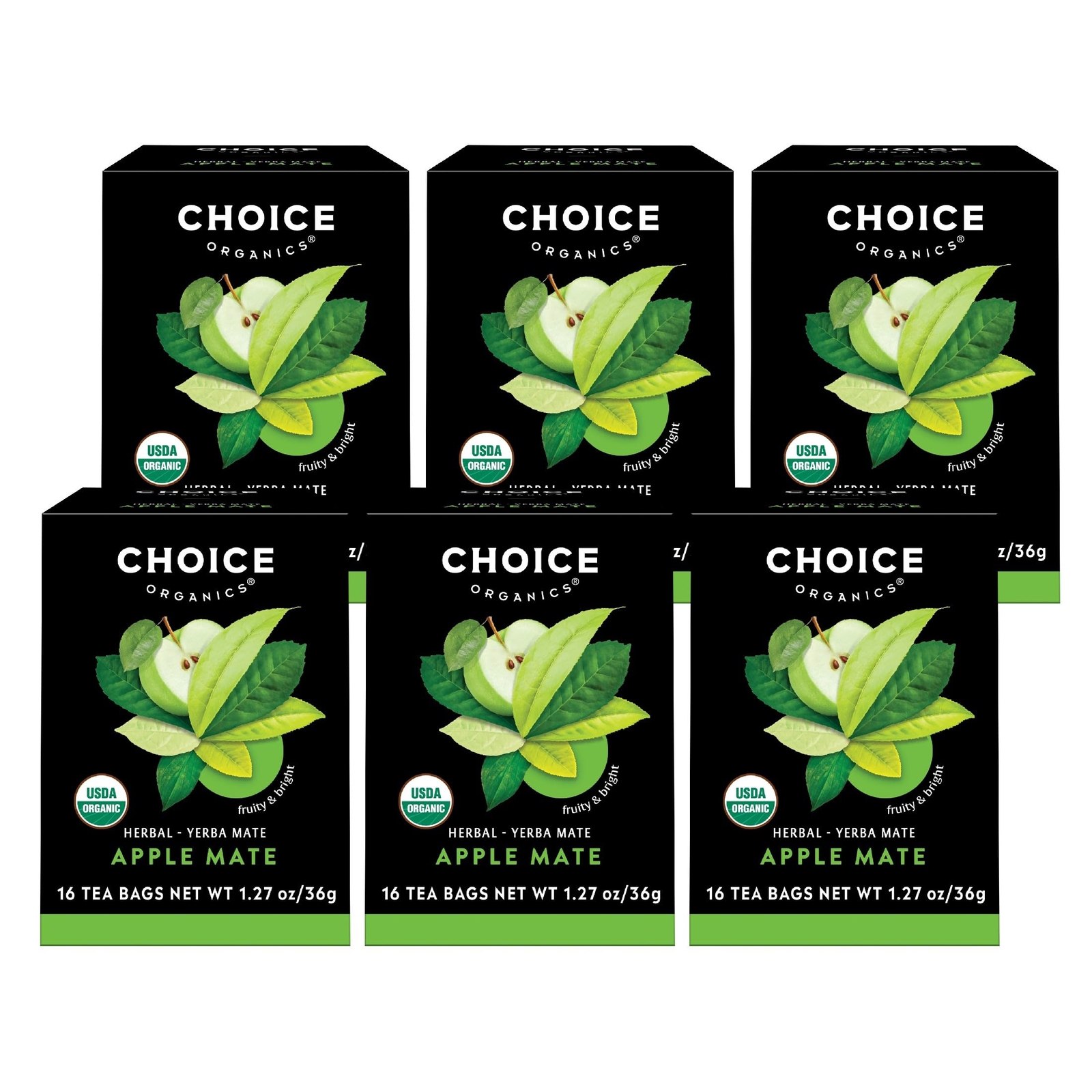 Choice Organics Organic Apple Mate Tea 6 Pack Compostable Contains Caffeine 96